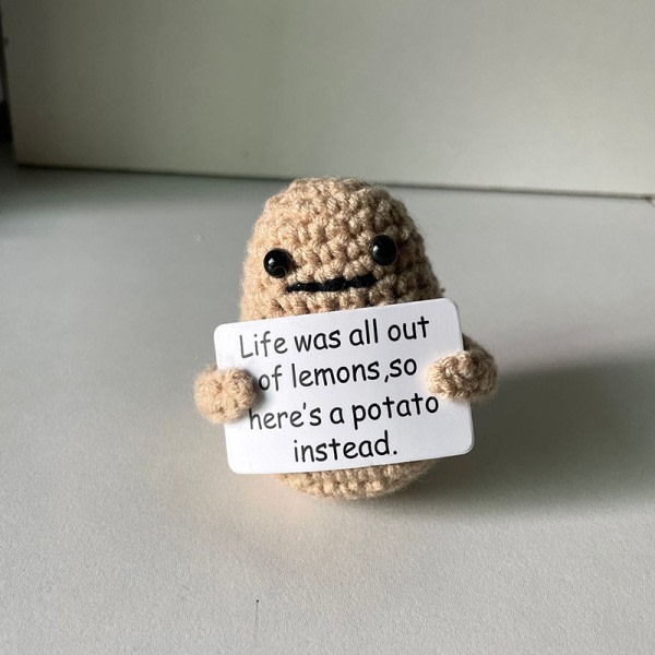 Rolig positiv potatis- och ullstickdocka med positivt kort P 7CM B 7CM B