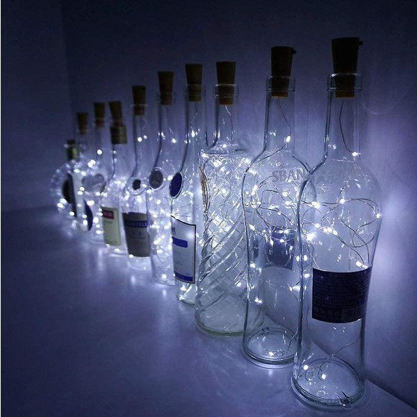 Paket med 10 LED-flaskkorklampor. 2m 20 LED-flasklampor. Silvertråd