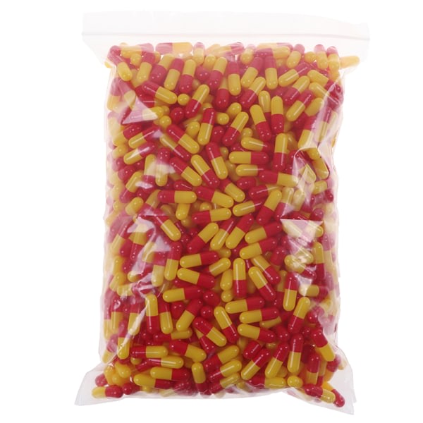 1000 stk tomme harde gelatinkapsler størrelse 0# gel medisin rød gul 1000 stk Red Yellow 1000Pcs