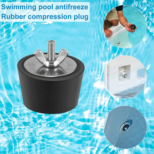 2-pack pool vinterplugg 1,25-1,5 tum / 32-38 mm poolplugg gummi vinterplugg med vingmutter i rostfritt stål för pooler och spa