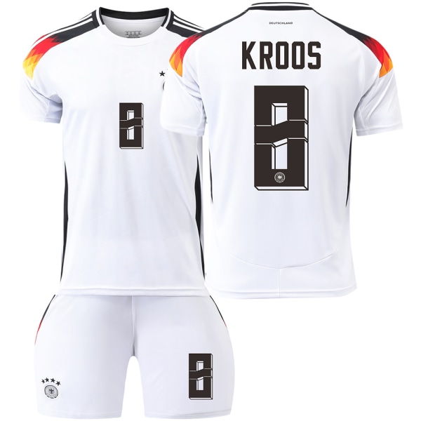 Tyskland Hemma EM 2024 Jersey Fotbollströja Barn Herr Kit Nr.8 KROOS sockless 16