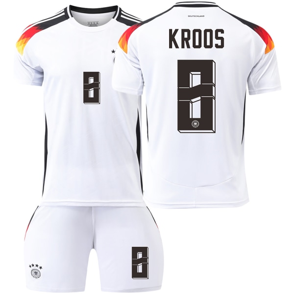 Tyskland Hjem Euro 2024 Drakt Fotballdrakt Barn Menn Kit Nr.8 KROOS sockless 28