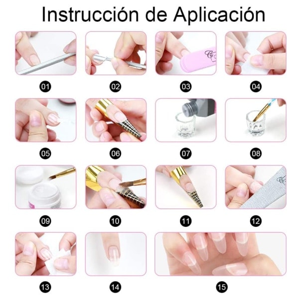 Akryl nagelset falska naglar komplett set tillbehör för manikyr nagelfilar bärbar nagelborrmaskin för DIY nagelkonst