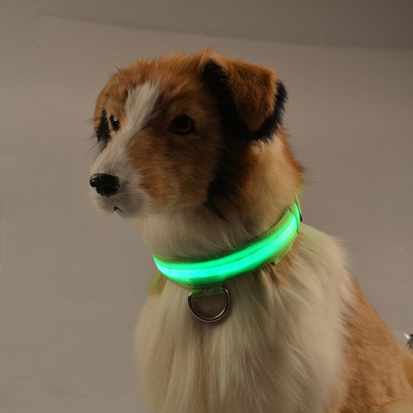 Justerbart LED-halsband för hund Bekväm att bära för promenader och löpning på natten Lätt att använda säkerhetsljushalsband Röd S