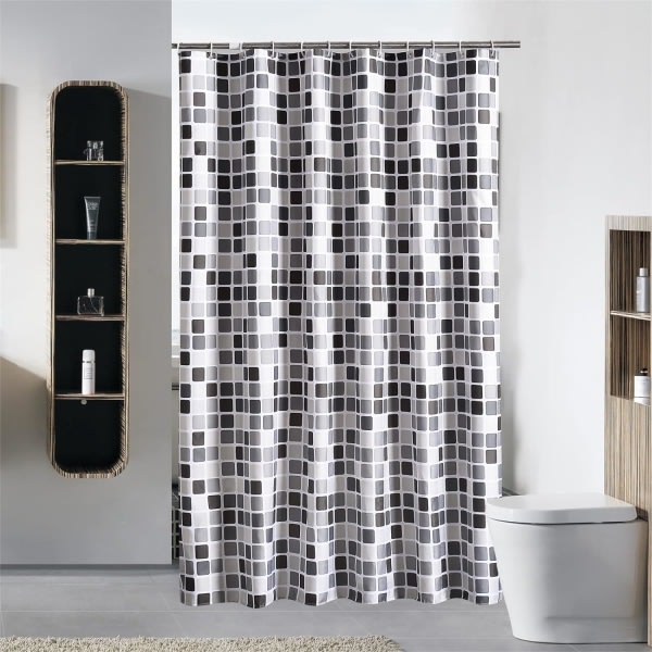 Duschdraperi Form - Holdbart badeværelse - Vaskbart vandtæt polyesterstof med plastikkrog (80 x 180 cm, grå)