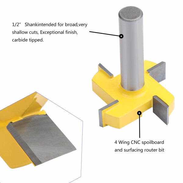 Vakio CNC Spoilboard Mill Plain Blade 1/2\" skaft