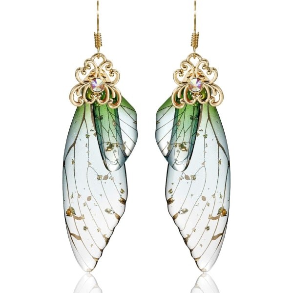 Heyone Butterfly Wing Drop Dingle Ørepynt Gullbelagt Krystall Rhinestone for Kvinner Jenter Bryllup Smykker
