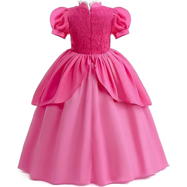 Piges Festkostume Halloween Karneval Børn Prinsesse Peach Fancy Dress Up 3-12 År Pink 7-8 ans