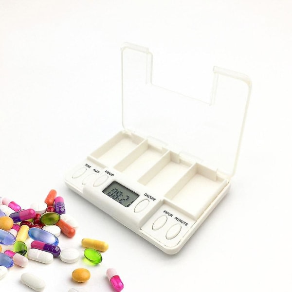 Farfi 4 Grid Intelligent Elektronisk Alarm Timer Medicin Box Pillebeholder Organizer