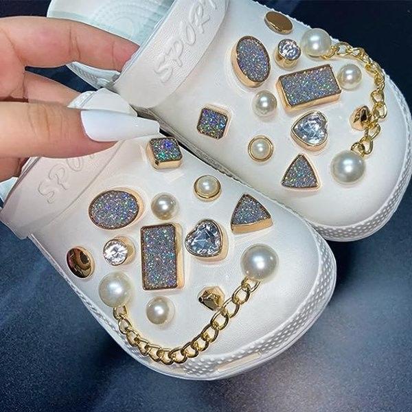 26 stk. hul sko tilbehør sko blomst sko spænde DIY rhinestones