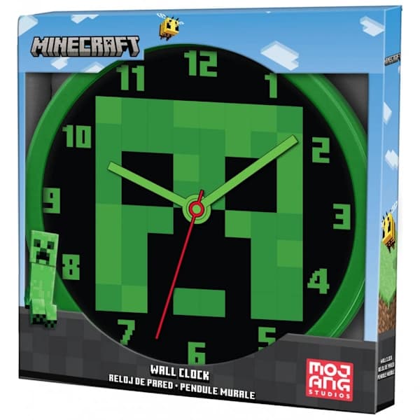 Minecraft Grøn vægur 25 cm