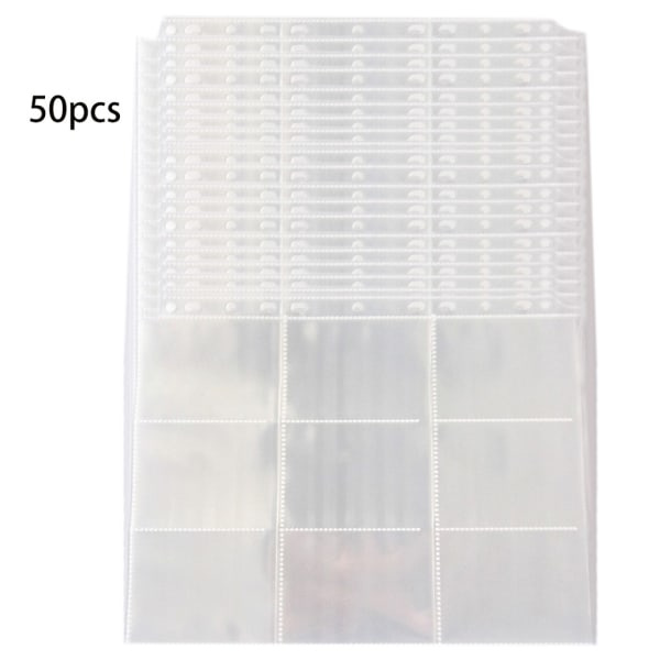 50 st/förpackning Spelkort Sleeves 18-i-1 Design Klar ficka Passar för 3,6x2,6'' Samlarkort Kupong 11 Ringpärm Tillgänglig