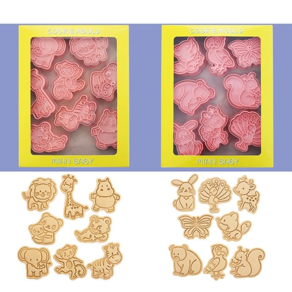 16 stk. Dyreformede DIY-kaker PP-material Pressbare kakeform