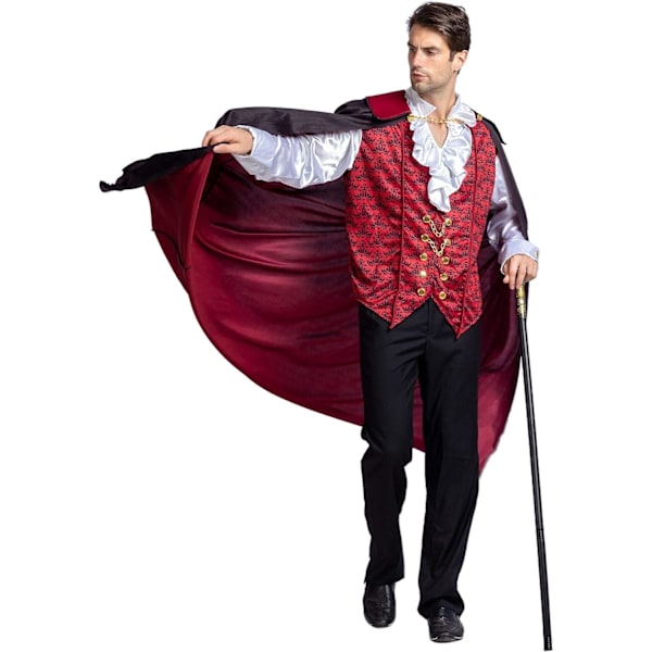 Renaissance & Middelalder Skræmmende Deluxe Vampyr Kostume Til Halloween Mænds Rollespil Synder & Cosplay RED XXL