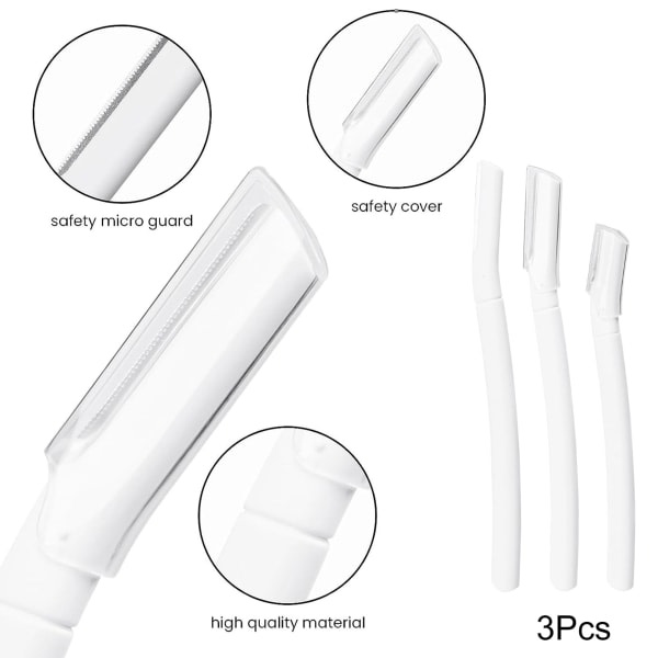 3 stk Øjenbryn Razor - Øjenbryn Razor Shaper til kvinder, Øjenbrynstrimmer Ansigtshår Peach Fuzz Remover