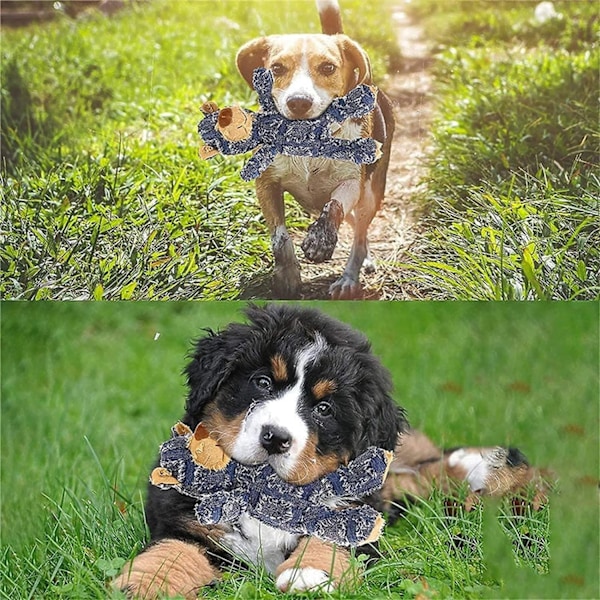 Tuhoamaton kestävä karhu, koiran pehmolelu pureskelulelu, koiran vinkuvat lelut aggressiivisille pureskelijoille suurille roduille (väri: 1kpl-b) Denim Blue