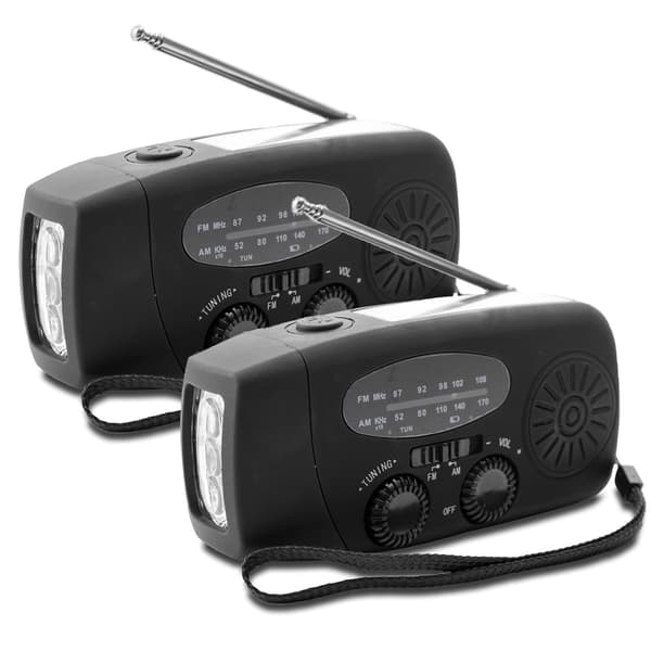 Dynamoradio med solcellelader, nødradio og powerbank
