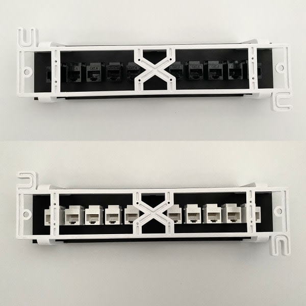 Patch Panel CAT6 10 Port 10G Støtte 1U Nettverk Patch Panel UTP 19 Tommers Veggmontering eller Rackmontering Punch Down Blokk for CAT6 Svart