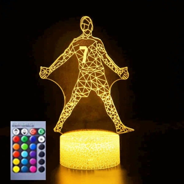 WJ 3D Fotboll Nattljus Lampa Illusion Nattljus 16 färger Bytbord Skrivbordsdekoration Lampor Present Akryl Platt ABS Base USB kabelleksak