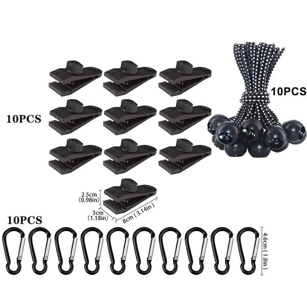 1 set vindtäta tältklämmor för utomhuscamping, justerbar spiral