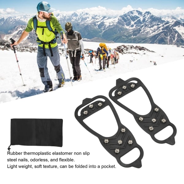 1 par 8-tands ispiggar Anti-slip Ice Traction-klossar Skogrepp til vandring på sne og is