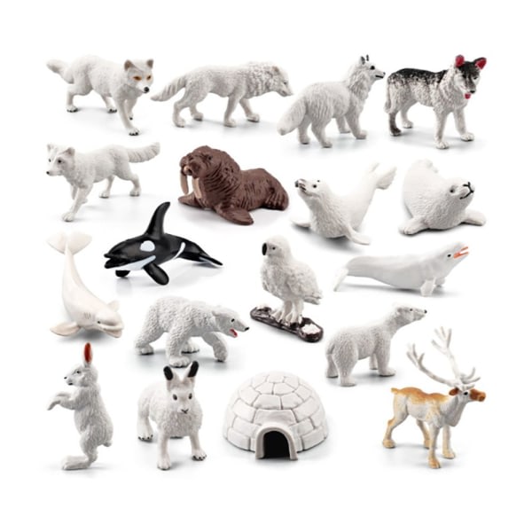 18 STK/ Set Arctic Animal Model Miniatyr Penguin Figurines Polar