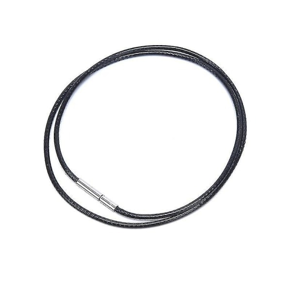 Svart vokslær snor halskjede med vridd spenne i rustfritt stål, choker, tau smykke S 2.5MM