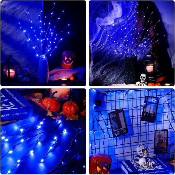 LED-ljusgren för vas Juldekoration inomhusljus Trädbelysning Kvistgren för centerpiece Kontor Sovrum Vardagsrum (blå, 1 bukett)