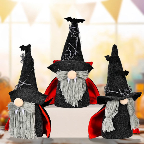 Halloween Gnomes Dekorationer Ansiktslös Trollkarl Halloween Festival Dock Dvärg Tomte Gnome Skrivbordsdekorationer Presenter Fest null - B