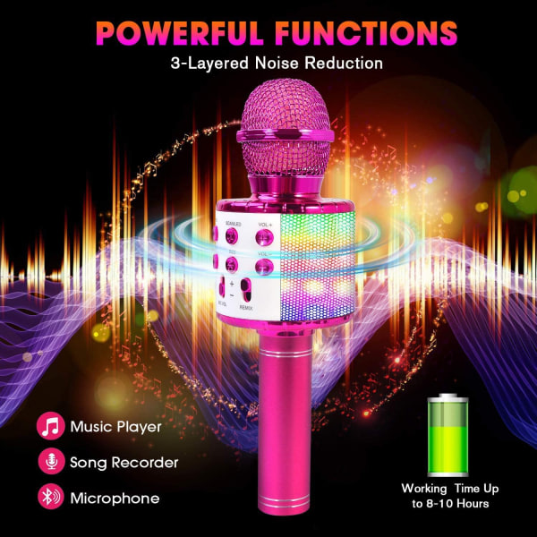 Karaoke Bluetooth Trådlös Mikrofon, Barn & Vuxen Mikrofon, 5 Röstväxlare