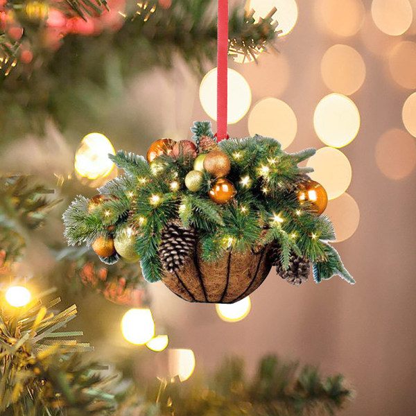 Trä jul blomma korg formad dekoration Xmas Tree Pend A4 onesize A4 onesize