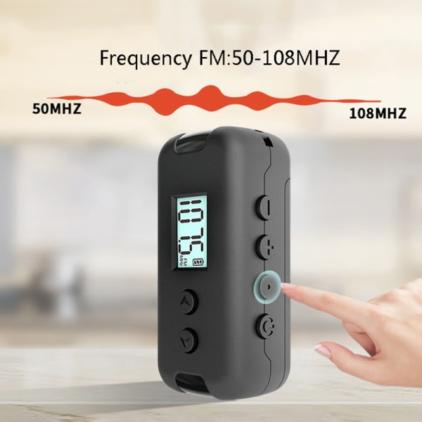 Pocket FM-radio Bärbar Mini DSP-radio Utomhussport Handhållen Vit