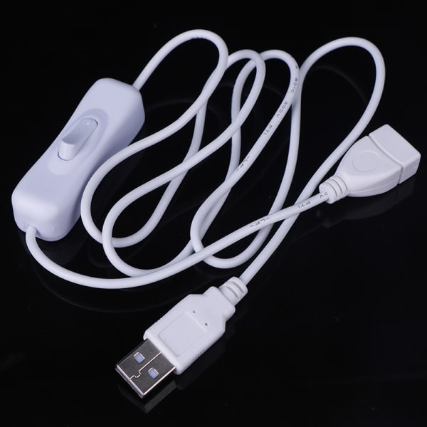 1. 1m USB-kabel med Slå PÅ/AV Kabelforlengningskabel for hvit én størrelse White one size