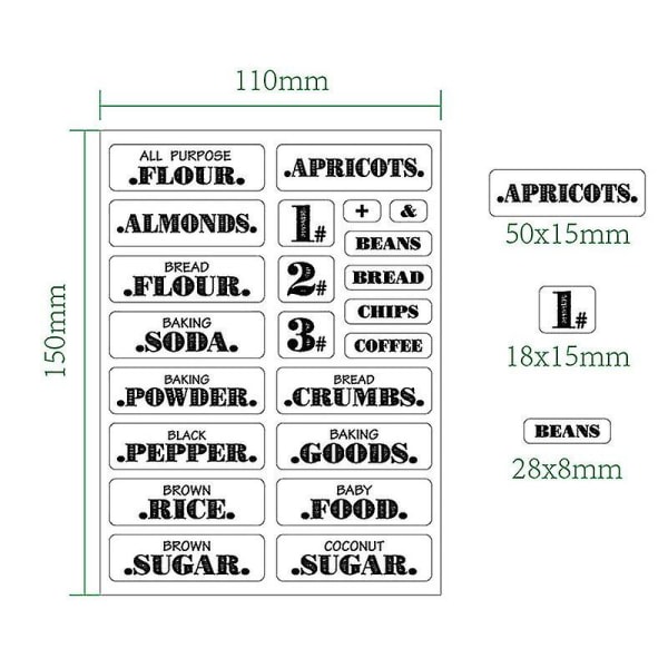 Landkøkken Pantry Etiketter 6 Ark Transparent Vandafvisende Pantry Stickers Madbeholder Etiketter Til