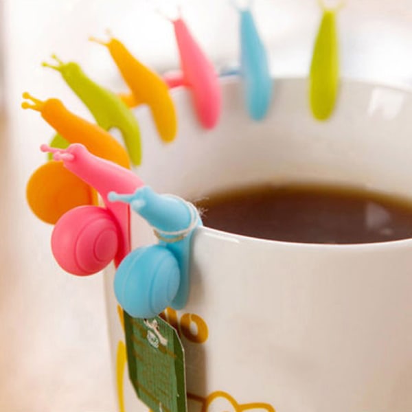5 st Udsøkt snigelform silikon tepåsehållare kopp mugg Cand Multicolor 5 Stk Multicolor 5Pcs