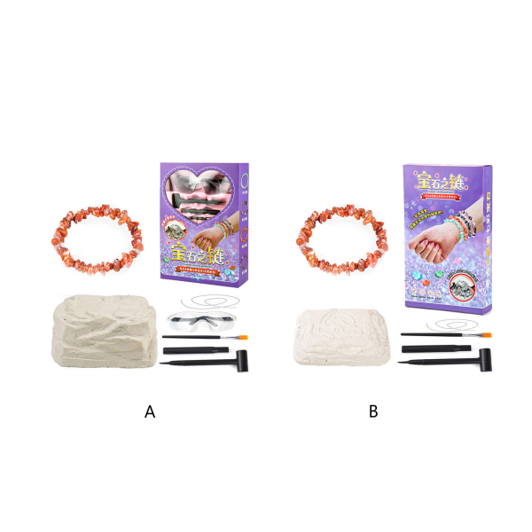 Ädelsten gräva leksaksarmband gör kit DIY trädpärla leksak för barn flicka pojke bordsskiva spel Intressant vetenskap leksak null - Gemstone hand