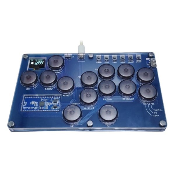 14-Knap Arcade Joystick Fight Stick Mekanisk Knap Spil Controller til Hitbox PC null - Transparent grå knap