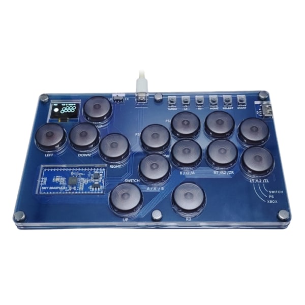 14 Napin Arcade-ohjain Taistelutikku Mekaniikkapeliohjain Hitbox PC:lle - Läpinäkyvä harmaa näppäin