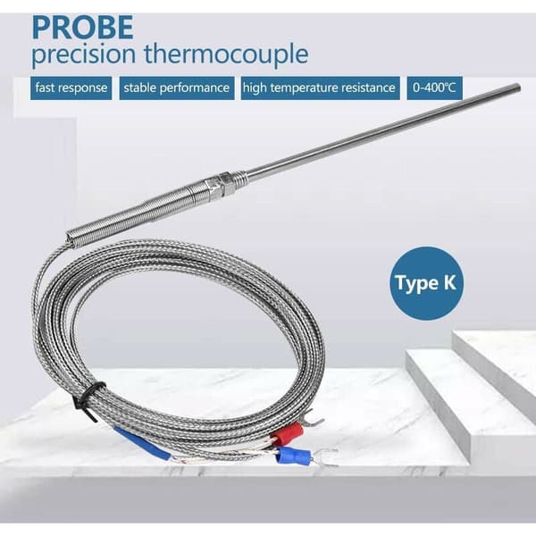 Termoelementsensorprober, Temperaturkontroller Högtemperatur K Typ Termoelementsensor (3m)