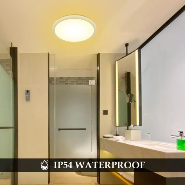 24W RGB LED-taklampe med infrarød fjernkontroll IP54 Vanntett 3000-6500K taklampe for barnerom, stue, baderom