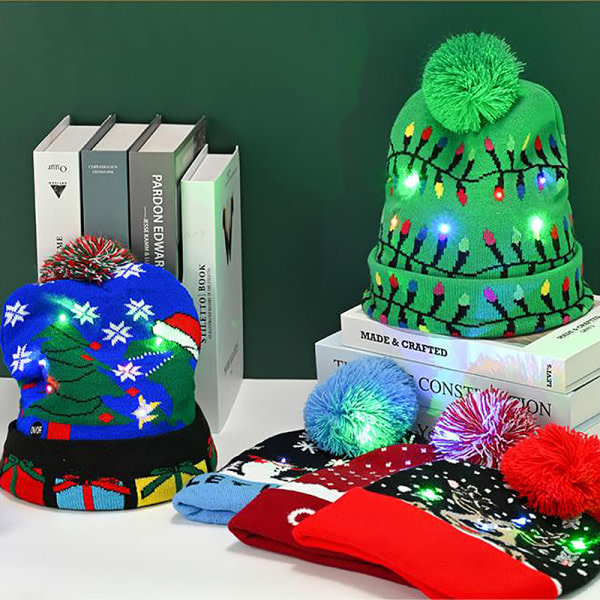 Kreativ blinkande LED-ljus julhatt snögubbe vinter varm C A1 one size A1 one size