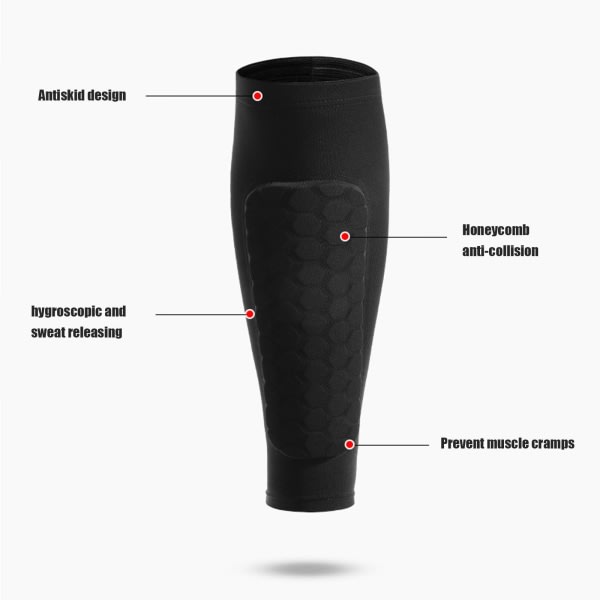 1 stk Honeycomb Fotball Skinnbeskyttere Fotballskjold Sports Leggings Svart XL Black XL