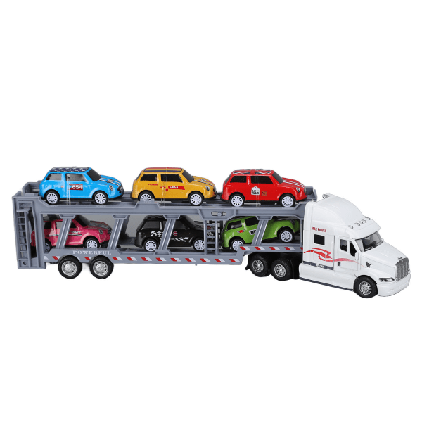 1:48 Bärare Lastbil Leksak Modell Legering Löstagbar Sex bilar Barn Transportfordon Simuleringsmodell för 3 år +(Vit )
