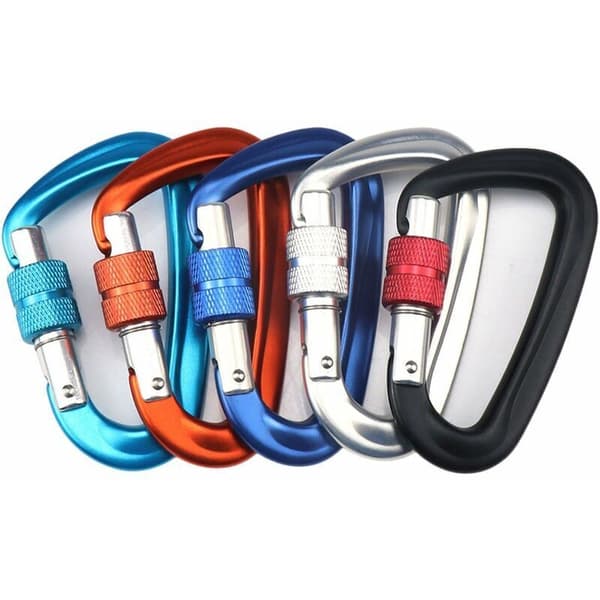 Karbinhake, med skruvlock 12KN, 5 st, Orange