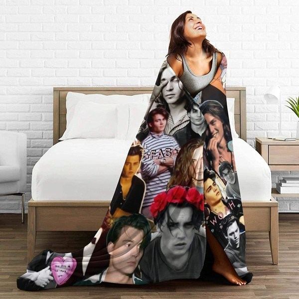 Johnny Depp Blød og behagelig varm fleeceplaid til sofa, kontorstol, sovesofa - Cozy Fluffy Plush Throw Blankets Strandtæpper - d259 50x40in 125x100cm