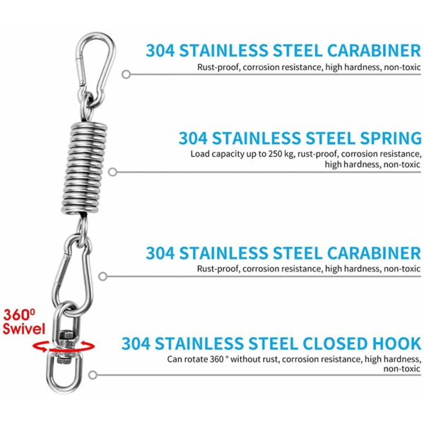 CDQ Förlängningshängmatta Fjäderupphängningskrok med Swivel Karabiner