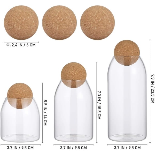 3-pack glasburkar med lufttätt trälock Light Ball Jar Mason Jar Förvaringslåda Förvaring Servering Tea Cafe Socker Socker Midja (s