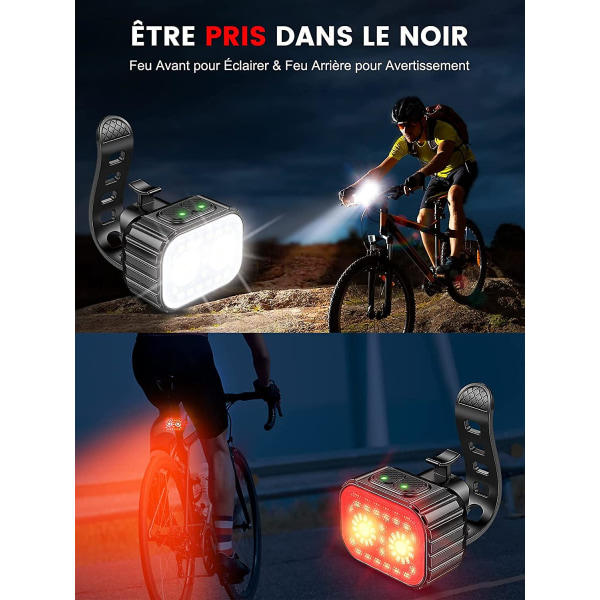 Etu- ja takavalo pyörään, 8+12 valotilaa Ipx6 vedenpitävä LED-pyörävalo, USB-ladattava pyörävalo pyöräilyyn Mtb, vaellukseen, pyöräilyyn, pitkä