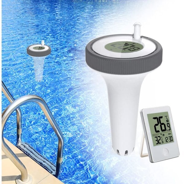 Flytende bassengtermometer, trådløst flytende innendørs- og utendørs termometer, digitalt bassengtermometer med LCD-skjerm.
