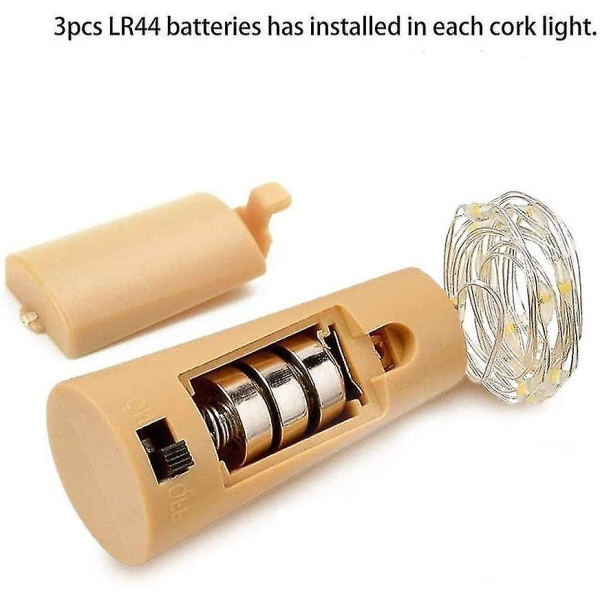 Paket med 10 LED-flaskkorklampor. 2m 20 LED-flasklampor. Silvertråd